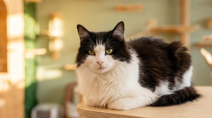 Chat rassuré sous une couverture douce