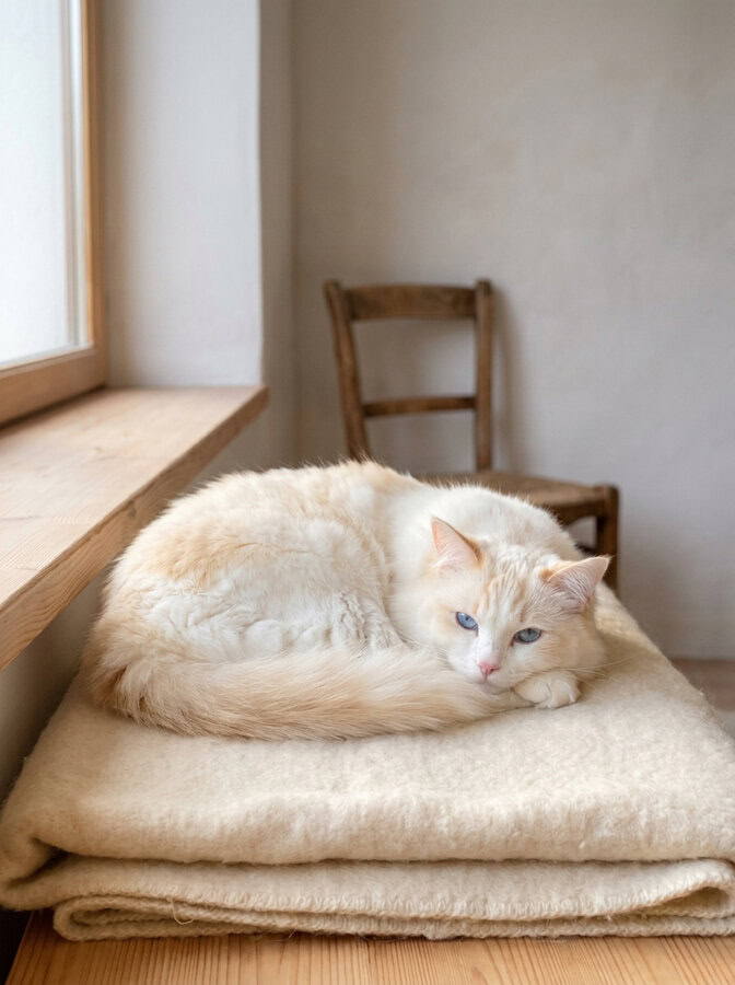 Chat serein et rassuré après avoir trouvé la bonne solution de garde pour ses vacances